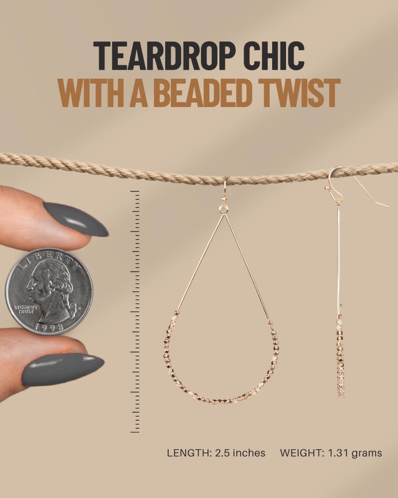 SPUNKYsoul Gold Teardrop Hoop Earrings with Seed Beads â€“ Handmade Lightweight Boho Earrings for Women â€“ Ideal Summer Earrings, Dangling Earrings for Any Occasion, Boho Jewelry for Women - Image 3